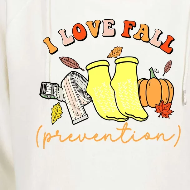 I Love Fall Prevention Halloween Womens Funnel Neck Pullover Hood