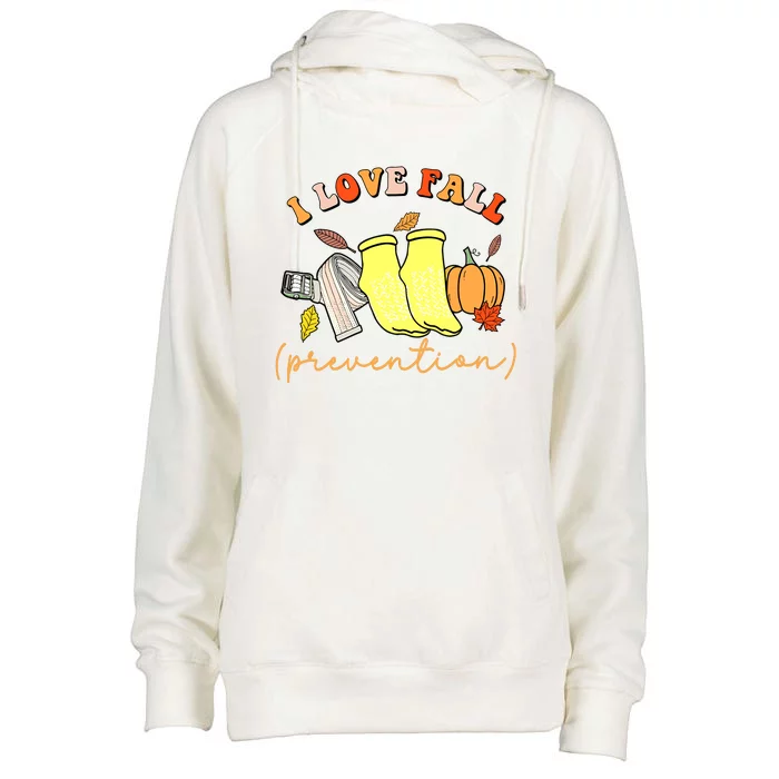 I Love Fall Prevention Halloween Womens Funnel Neck Pullover Hood