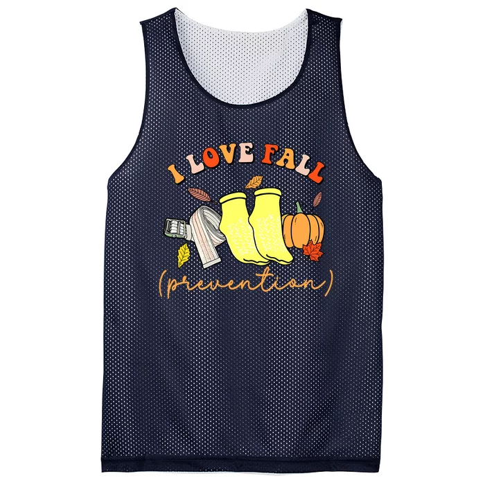 I Love Fall Prevention Halloween Mesh Reversible Basketball Jersey Tank