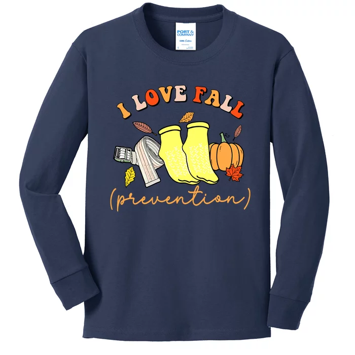 I Love Fall Prevention Halloween Kids Long Sleeve Shirt