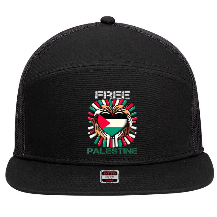 I Love Free Palestine Flag Save Gaza Strip Palestinian 7 Panel Mesh Trucker Snapback Hat