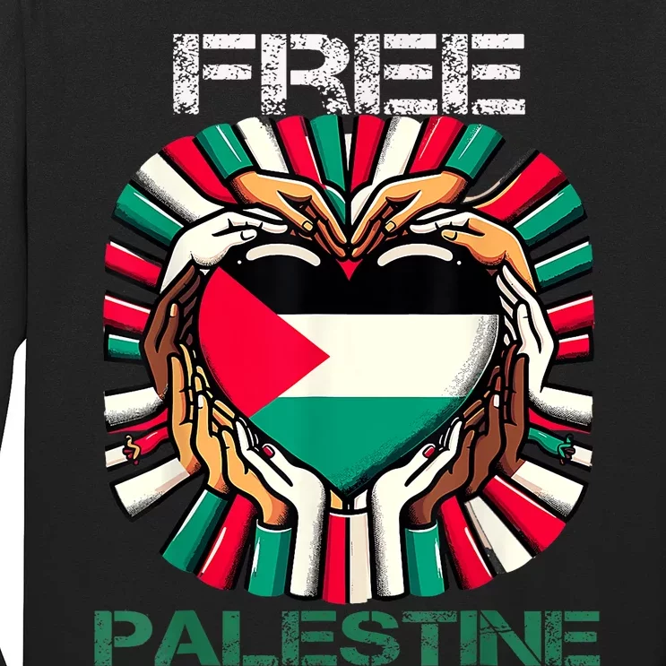 I Love Free Palestine Flag Save Gaza Strip Palestinian Long Sleeve Shirt