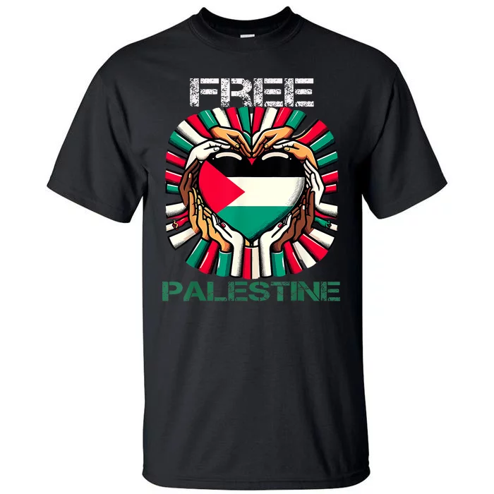 I Love Free Palestine Flag Save Gaza Strip Palestinian Tall T-Shirt