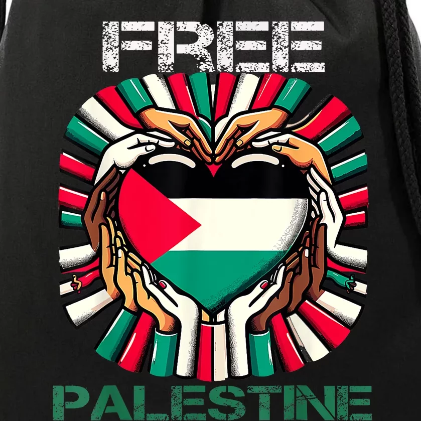 I Love Free Palestine Flag Save Gaza Strip Palestinian Drawstring Bag