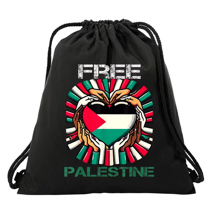 I Love Free Palestine Flag Save Gaza Strip Palestinian Drawstring Bag