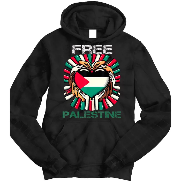 I Love Free Palestine Flag Save Gaza Strip Palestinian Tie Dye Hoodie