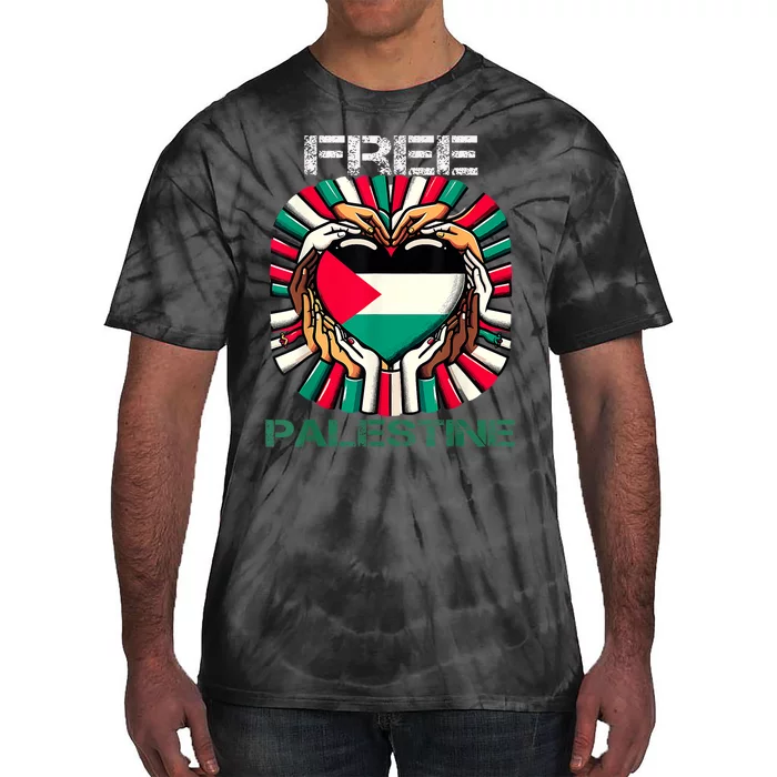 I Love Free Palestine Flag Save Gaza Strip Palestinian Tie-Dye T-Shirt