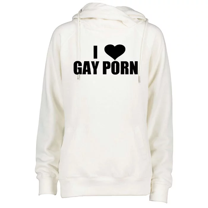 I Love Gay Porn Gift Womens Funnel Neck Pullover Hood