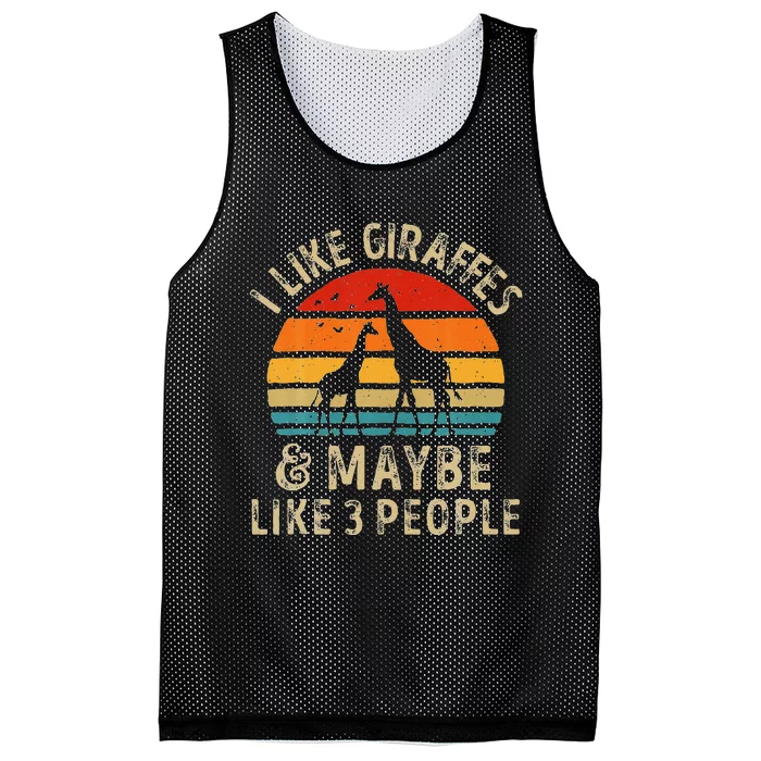 I Like Giraffes And Maybe 3 People Funny Giraffe Lover Retro Mesh Reversible Basketball Jersey Tank