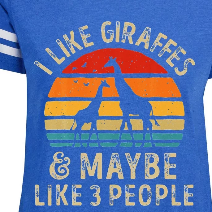 I Like Giraffes And Maybe 3 People Funny Giraffe Lover Retro Enza Ladies Jersey Football T-Shirt