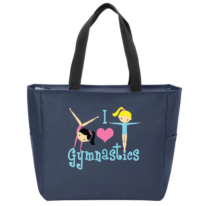 I Love Gymnastics Zip Tote Bag