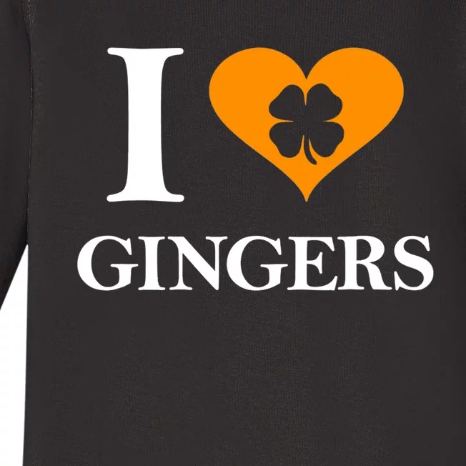 I Love Gingers Heart Shamrock Redhead Lover Shirt Baby Long Sleeve Bodysuit