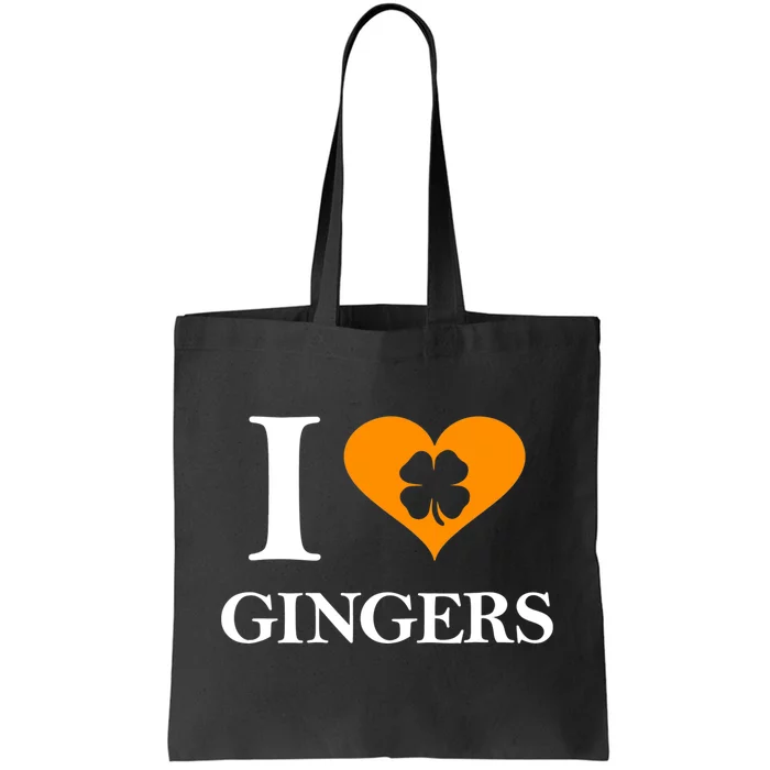 I Love Gingers Heart Shamrock Redhead Lover Shirt Tote Bag