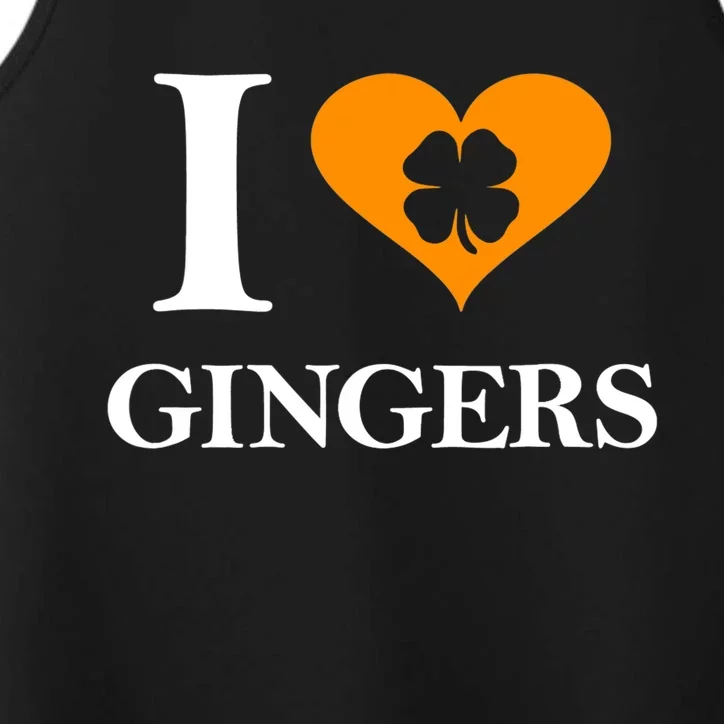 I Love Gingers Heart Shamrock Redhead Lover Shirt Performance Tank