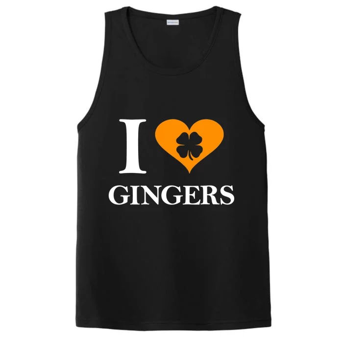 I Love Gingers Heart Shamrock Redhead Lover Shirt Performance Tank