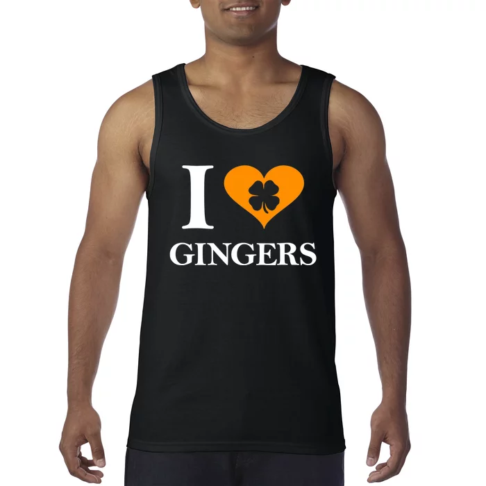 I Love Gingers Heart Shamrock Redhead Lover Shirt Tank Top