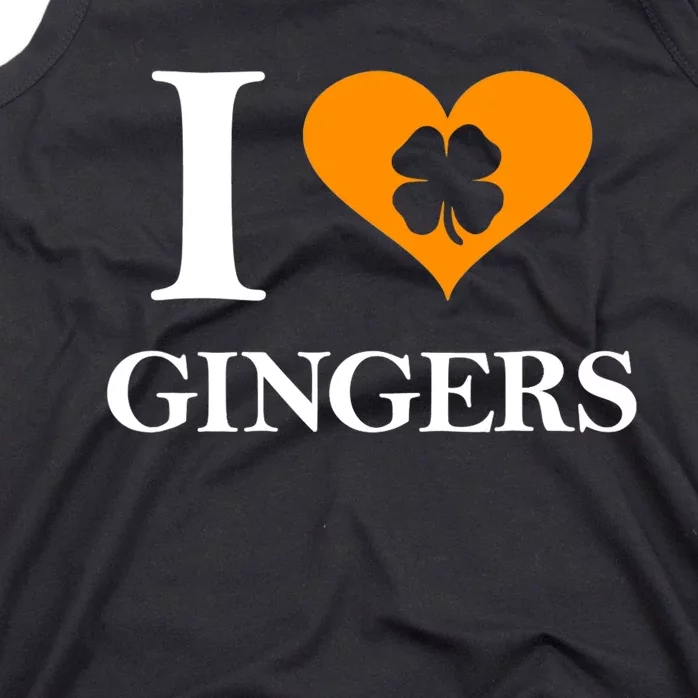 I Love Gingers Heart Shamrock Redhead Lover Shirt Tank Top