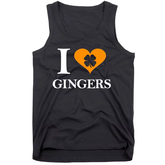 I Love Gingers Heart Shamrock Redhead Lover Shirt Tank Top