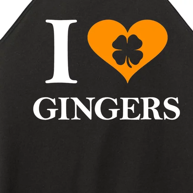 I Love Gingers Heart Shamrock Redhead Lover Shirt Women’s Perfect Tri Rocker Tank