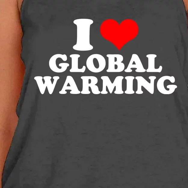 I Love Global Warming Climate Change Women's Knotted Racerback Tank