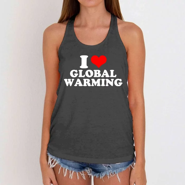 I Love Global Warming Climate Change Women's Knotted Racerback Tank