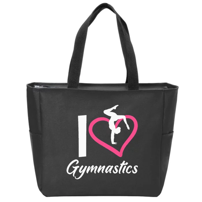 I Love Gymnastics Funny Cheerleading Gymnast Zip Tote Bag