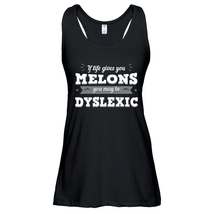 If Life Gives You Melons Dyslexic Ribbon Dyslexia Gift Ladies Essential Flowy Tank