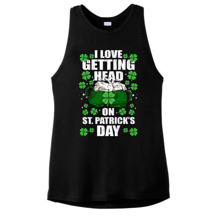 I Love Getting Head On St Patrick's Day Funny Holiday Ladies Tri-Blend Wicking Tank