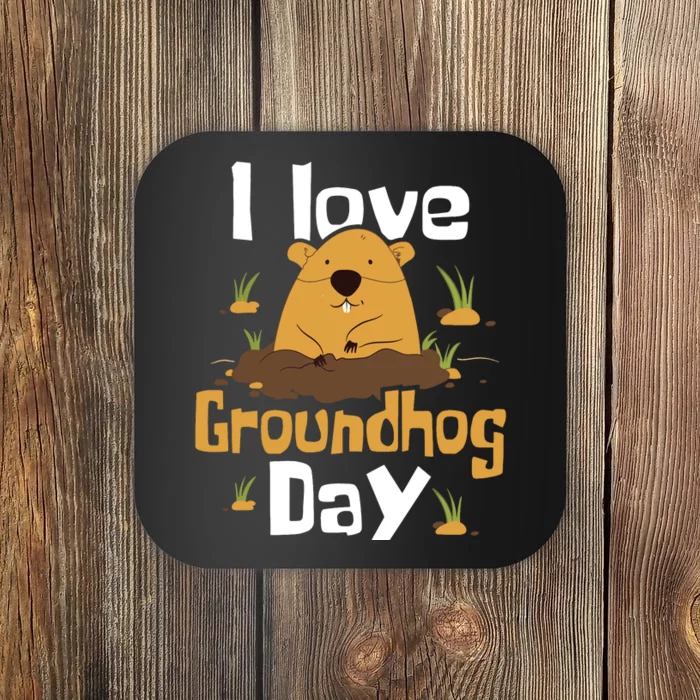 I Love Groundhog Day Funny Woodchuck Groundhog Day Coaster