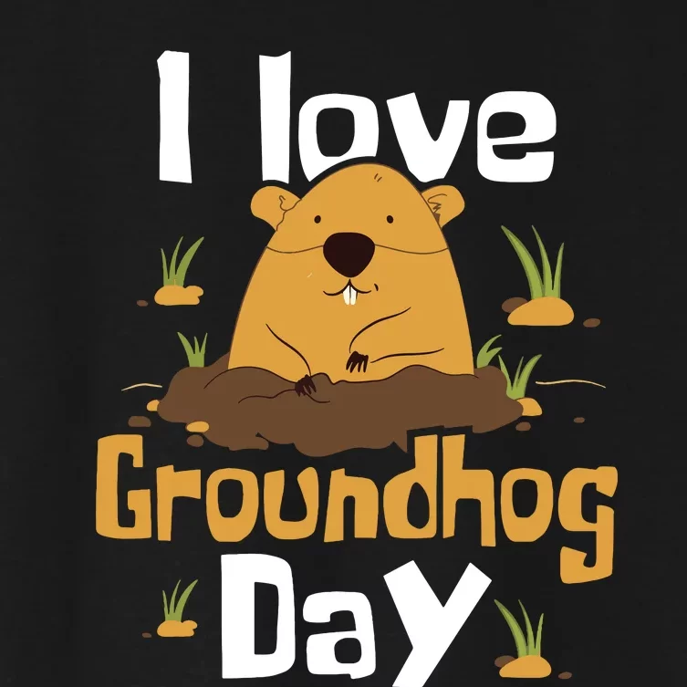 I Love Groundhog Day Funny Woodchuck Groundhog Day Women's Crop Top Tee