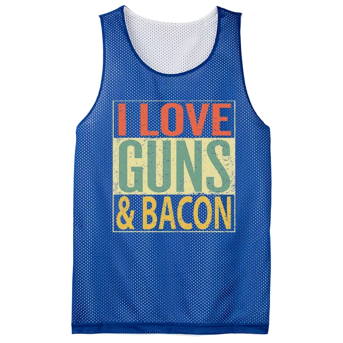 I Love Guns And Bacon Funny Gun Lover Gift Mesh Reversible Basketball Jersey Tank