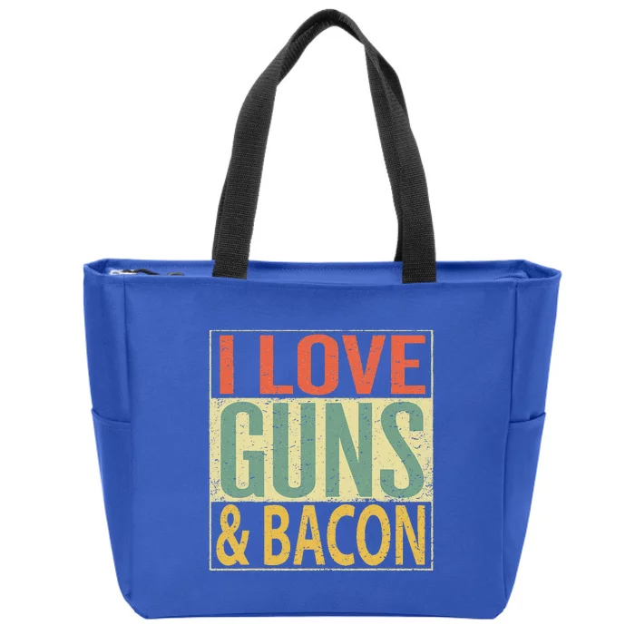 I Love Guns And Bacon Funny Gun Lover Gift Zip Tote Bag