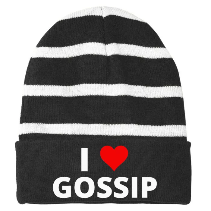 I Love Gossip Striped Beanie with Solid Band