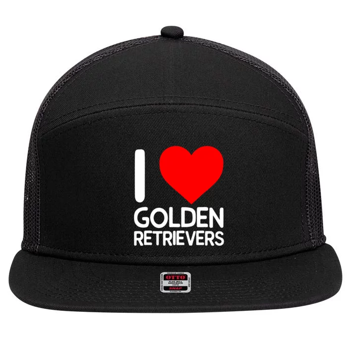 I Love Golden Retrievers 7 Panel Mesh Trucker Snapback Hat