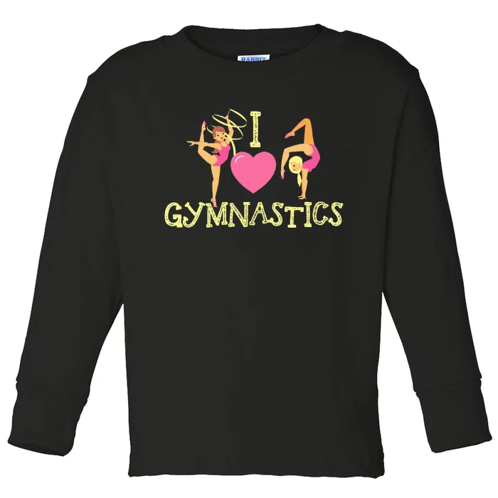 I Love Gymnastics Children Gymnast Lover Cheerleader Toddler Long Sleeve Shirt