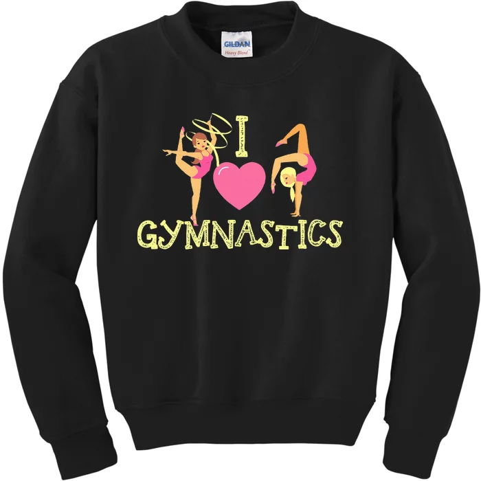 I Love Gymnastics Children Gymnast Lover Cheerleader Kids Sweatshirt