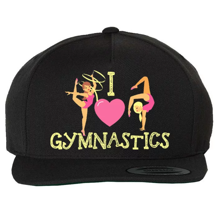 I Love Gymnastics Children Gymnast Lover Cheerleader Wool Snapback Cap