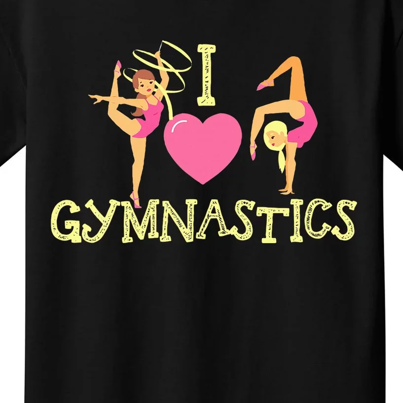 I Love Gymnastics Children Gymnast Lover Cheerleader Kids T-Shirt