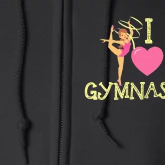 I Love Gymnastics Children Gymnast Lover Cheerleader Full Zip Hoodie