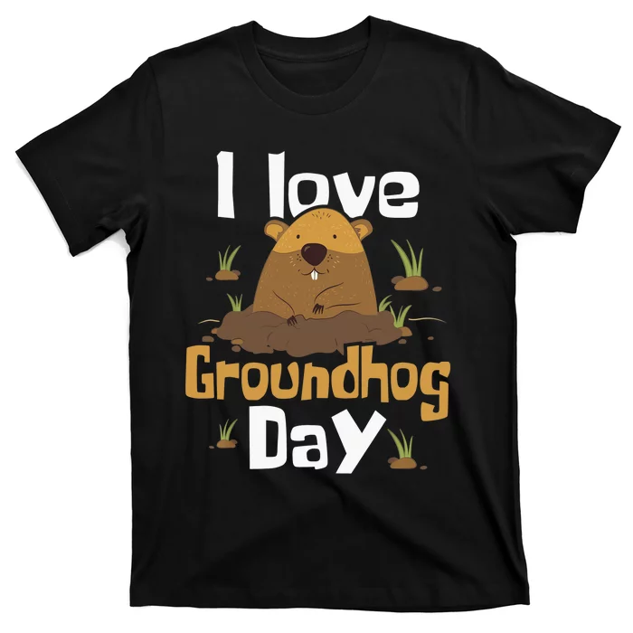 I Love Groundhog Day Funny Woodchuck Groundhog Day T-Shirt