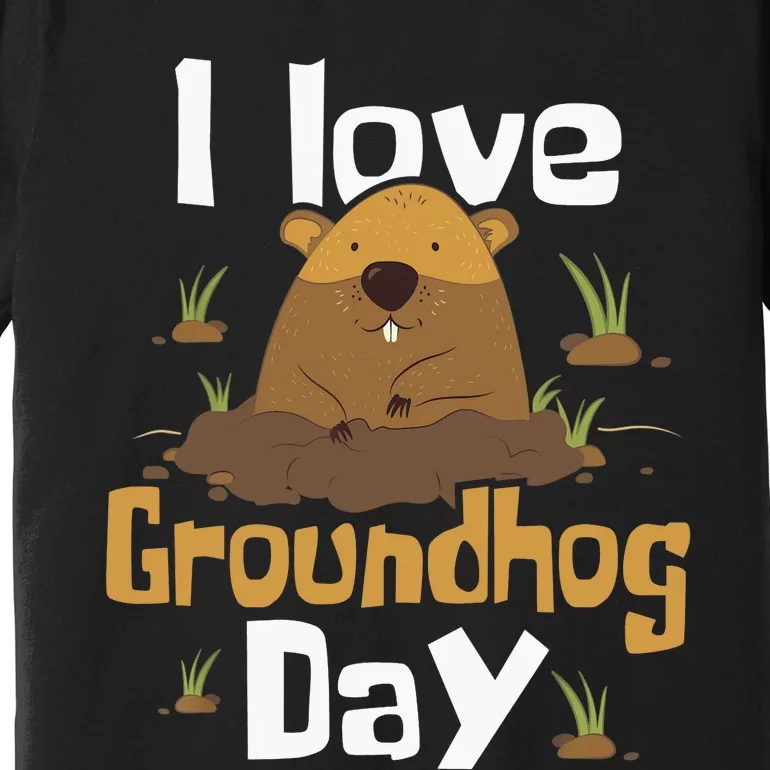 I Love Groundhog Day Funny Woodchuck Groundhog Day Premium T-Shirt