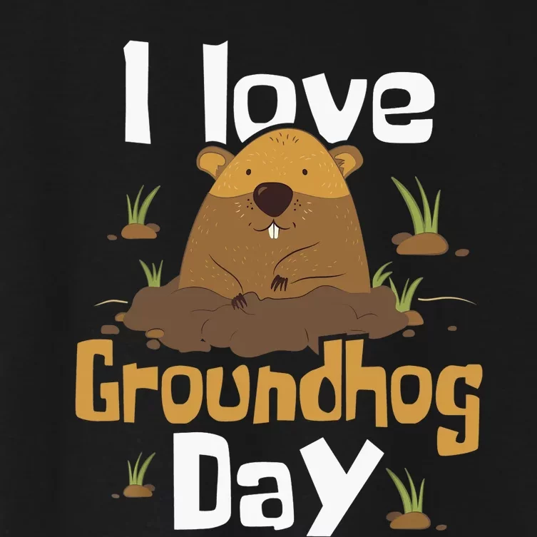 I Love Groundhog Day Funny Woodchuck Groundhog Day Women's Crop Top Tee