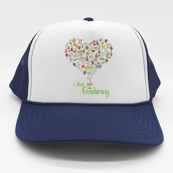 I Love Gardening Potted Bush Of Gardening Trucker Hat