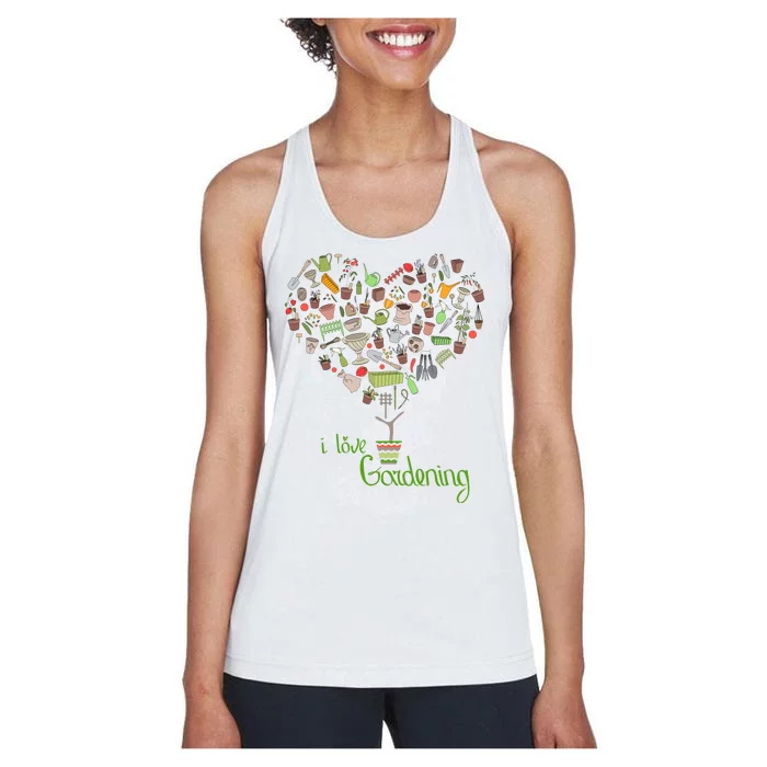 I Love Gardening Potted Bush Of Gardening Women's Racerback Tank