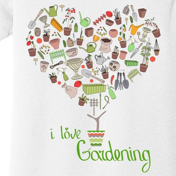 I Love Gardening Potted Bush Of Gardening Baby Bodysuit