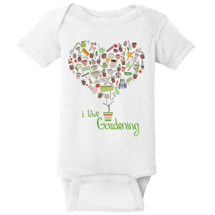 I Love Gardening Potted Bush Of Gardening Baby Bodysuit