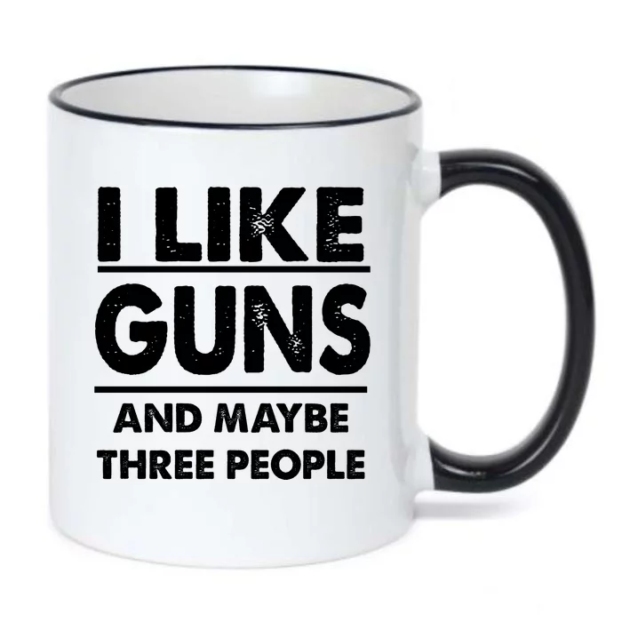 I Like Guns And Maybe Three People Black Color Changing Mug