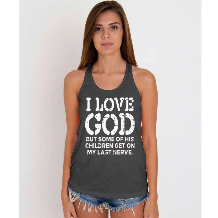 I Love God But Funny Jesus Christ Religious Christian Gift Women's Knotted Racerback Tank