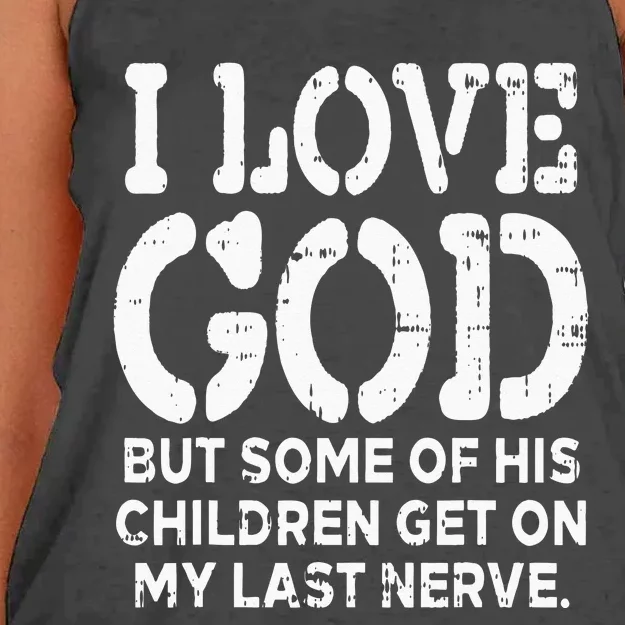 I Love God But Funny Jesus Christ Religious Christian Gift Women's Knotted Racerback Tank