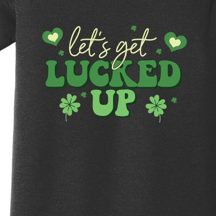 Irish Let's Get Lucked Up Drinking Groovy St Patricks Day Baby Bodysuit